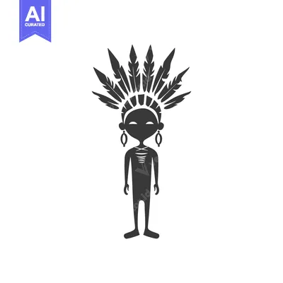 Aset premium populer: Silhouette of a Native American with a Feather Headdress