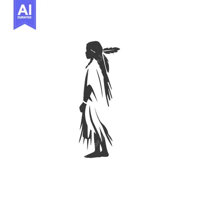 Silhouette of a Native American Woman in Traditional Attire
