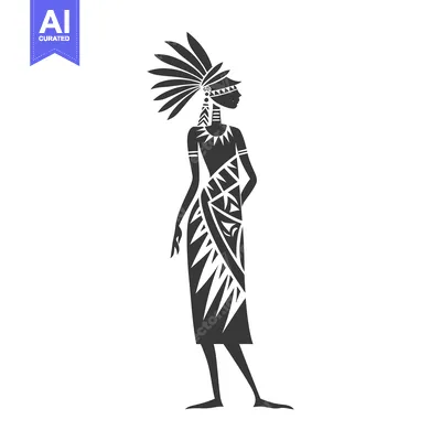 Aset premium populer: Silhouette of a Native American Woman with Headdress