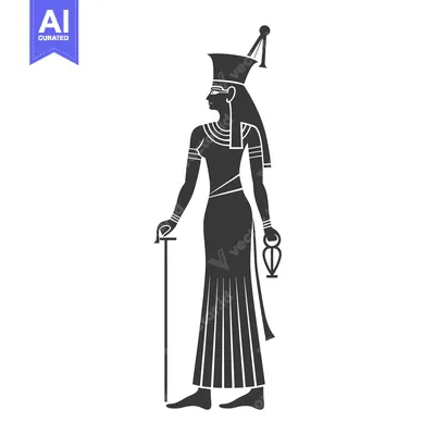 Silhouette of an Egyptian Goddess Holding an Ankh