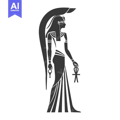 Silhouette of an Egyptian Goddess Holding Ankh and Was Sceptre
