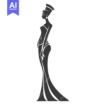 Silhouette of an Egyptian Queen with a Crown and Earrings