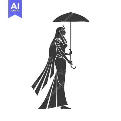 Silhouette of an Egyptian Woman Holding an Umbrella