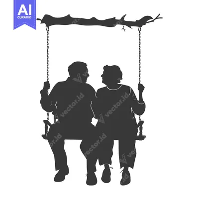 Aset premium populer: Silhouette of an Elderly Couple on a Swing
