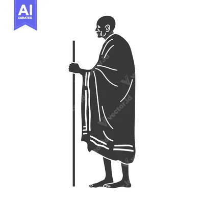 Aset premium populer: Silhouette of an Elderly Man in a Robe Holding a Staff