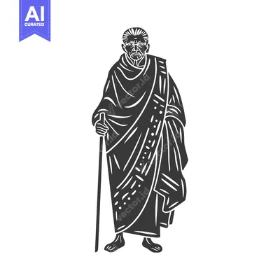 Silhouette of an Elderly Man Wearing Traditional Clothing and Holding