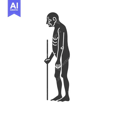 Popular premium asset: Silhouette of an Elderly Man with a Cane