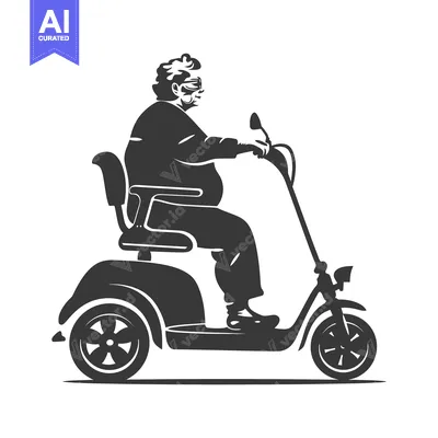 Premium design asset: Silhouette of an Elderly Person Riding a Mobility Scooter