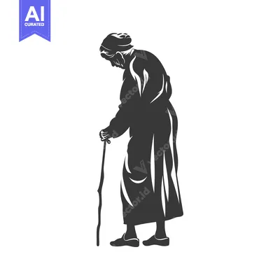 Popular premium asset: Silhouette of an Elderly Woman Walking with a Cane