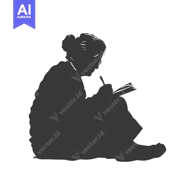 Aset premium populer: Silhouette of an Elderly Woman Writing in a Notebook