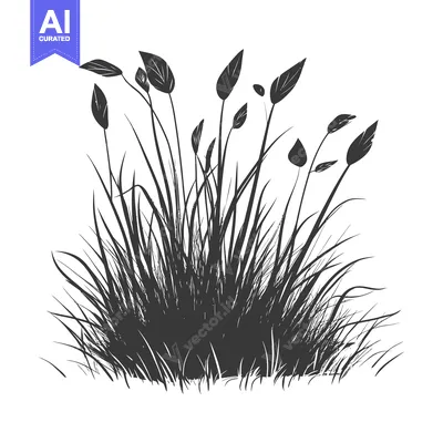 Aset premium populer: Silhouette of a Patch of Tall Grass with Blades and Spikes