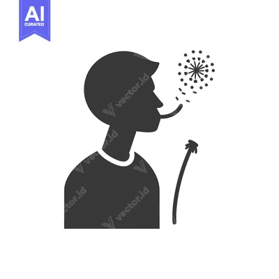 Aset desain premium: Silhouette of a Person Blowing on a Dandelion