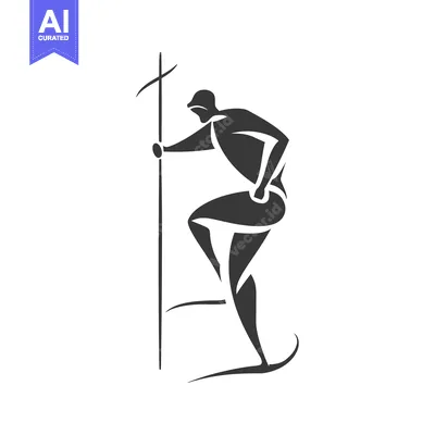 Aset desain premium: Silhouette of a person climbing a vertical pole