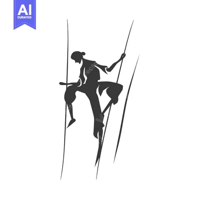Aset premium populer: Silhouette of a person climbing up vertical lines