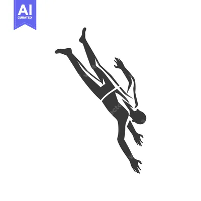 Aset desain premium: Silhouette of a person falling headfirst with arms outstretched