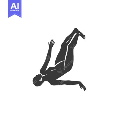 Aset premium populer: Silhouette of a person falling or diving headfirst