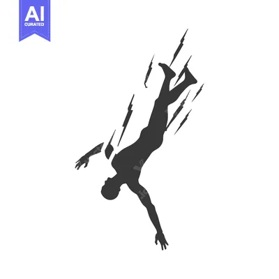 Aset desain premium: Silhouette of a person falling with lightning strikes