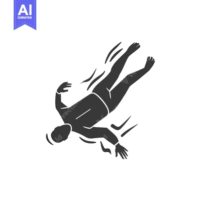 Silhouette of a person falling with motion lines