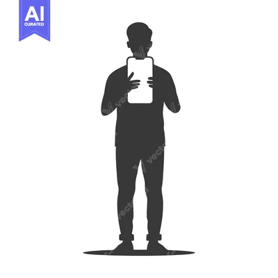 Aset desain premium: Silhouette of a Person Holding a Smartphone