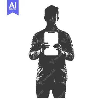 Aset desain premium: Silhouette of a Person Holding a Smartphone