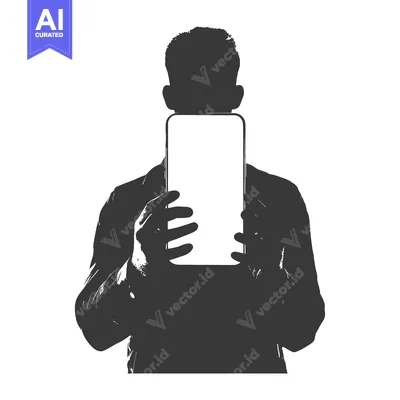Premium design asset: Silhouette of a Person Holding a Smartphone in Front of Their Face