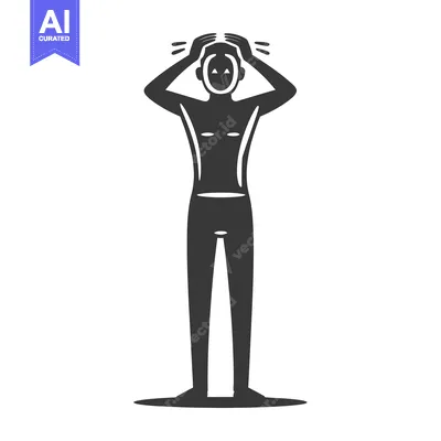 Silhouette of a Person Holding their Head in Distress