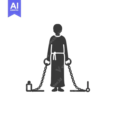 Silhouette of a Person in a Robe Chained to Weights