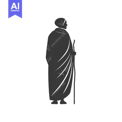 Popular premium asset: Silhouette of a Person in a Robe Holding a Staff
