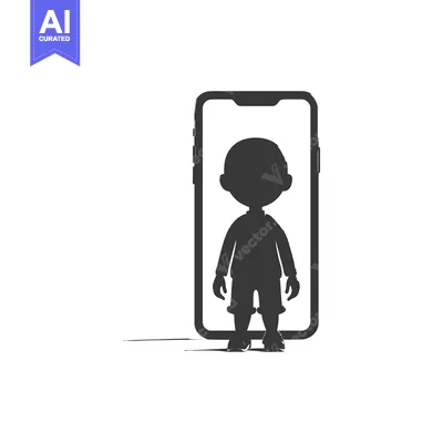 Premium design asset: Silhouette of a Person Inside a Smartphone Screen