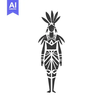 Aset premium populer: Silhouette of a Person in Traditional Indigenous Clothing
