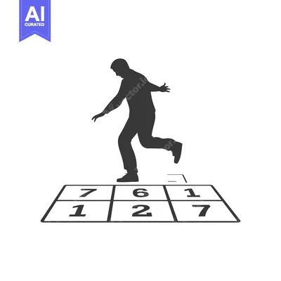 Aset desain premium: Silhouette of a Person Jumping Over a Numbered Grid