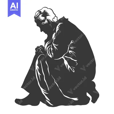 Silhouette of a Person Kneeling in Sorrow