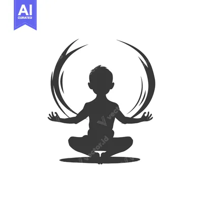 Silhouette of a Person Meditating with a Circular Design Above Them