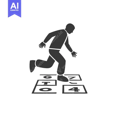 Silhouette of a Person Playing Hopscotch