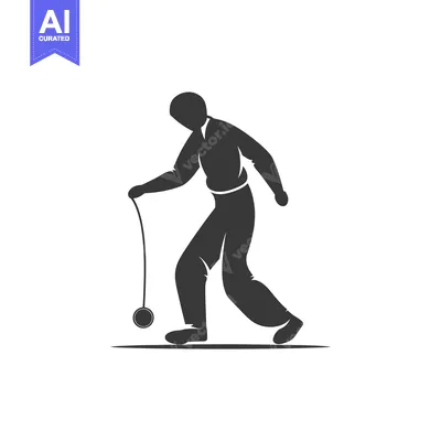 Aset desain premium: Silhouette of a Person Playing with a Yo-yo