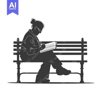 Silhouette of a Person Reading on a Bench