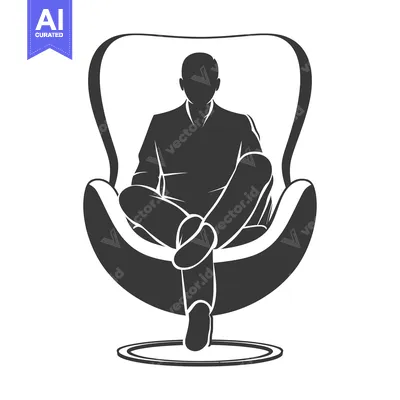 Aset premium populer: Silhouette of a Person Relaxing in a Modern Egg-Shaped Chair