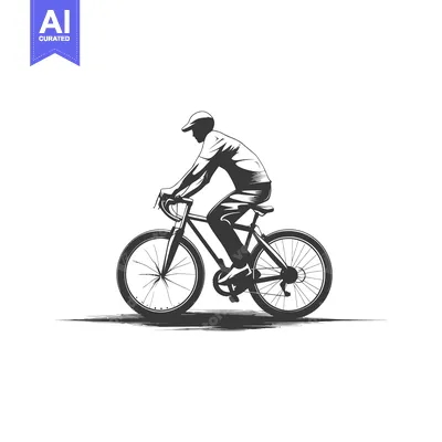 Aset desain premium: Silhouette of a Person Riding a Bicycle