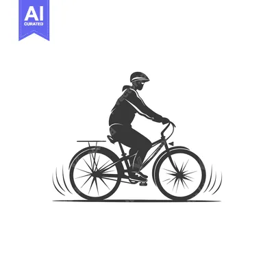 Aset desain premium: Silhouette of a Person Riding a Bicycle