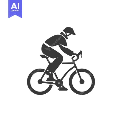 Aset desain premium: Silhouette of a person riding a bicycle with a helmet
