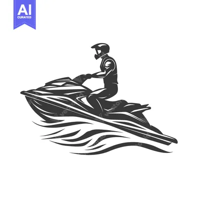 Aset desain premium: Silhouette of a Person Riding a Jet Ski