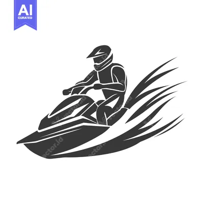 Silhouette of a Person Riding a Jet Ski
