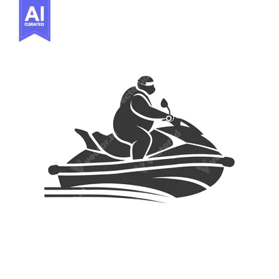 Aset desain premium: Silhouette of a Person Riding a Jet Ski