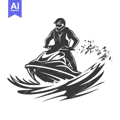 Aset premium populer: Silhouette of a Person Riding a Jet Ski in Water