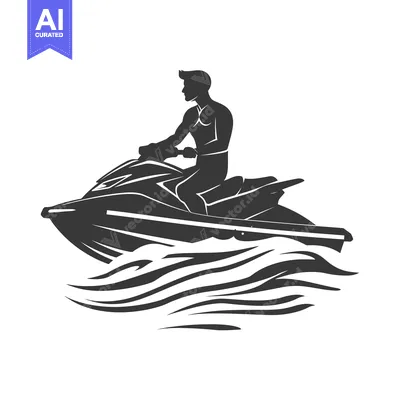 Aset premium populer: Silhouette of a Person Riding a Jet Ski on Waves
