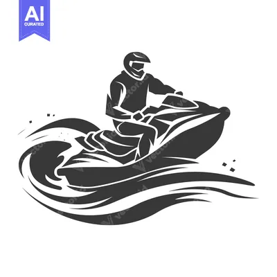 Aset premium populer: Silhouette of a Person Riding a Jet Ski on Waves
