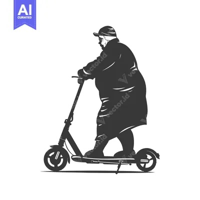Aset premium populer: Silhouette of a Person Riding an Electric Scooter
