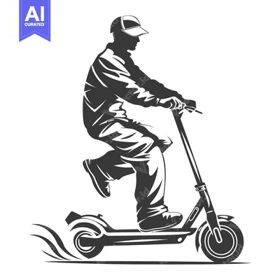 Aset premium populer: Silhouette of a Person Riding an Electric Scooter