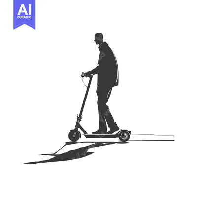 Aset premium populer: Silhouette of a Person Riding an Electric Scooter