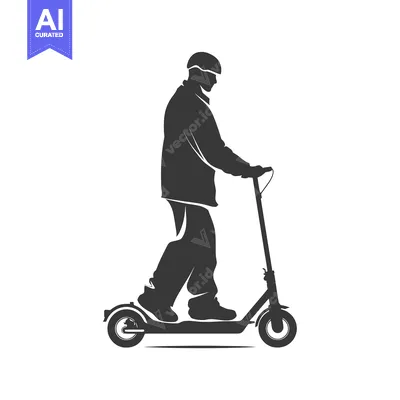 Aset premium populer: Silhouette of a Person Riding an Electric Scooter